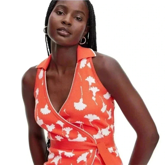 NWT Women's Collared Sleeveless Ginkgo Cherry Tomato Sweaterknit Midi Wr… - Picture 9 of 9